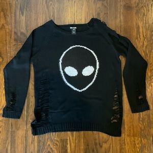 Hot Topic Distressed Alien Sweater 2X